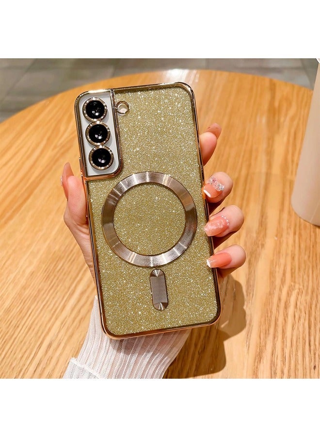 ShebSheb for Samsung Galaxy S22 Case Glitter, Clear Magnetic Phone Cases with Camera Lens Protector [Compatible with MagSafe] Bling Sparkle Plating Soft TPU Slim ShockProof Protective Cover - Image 1