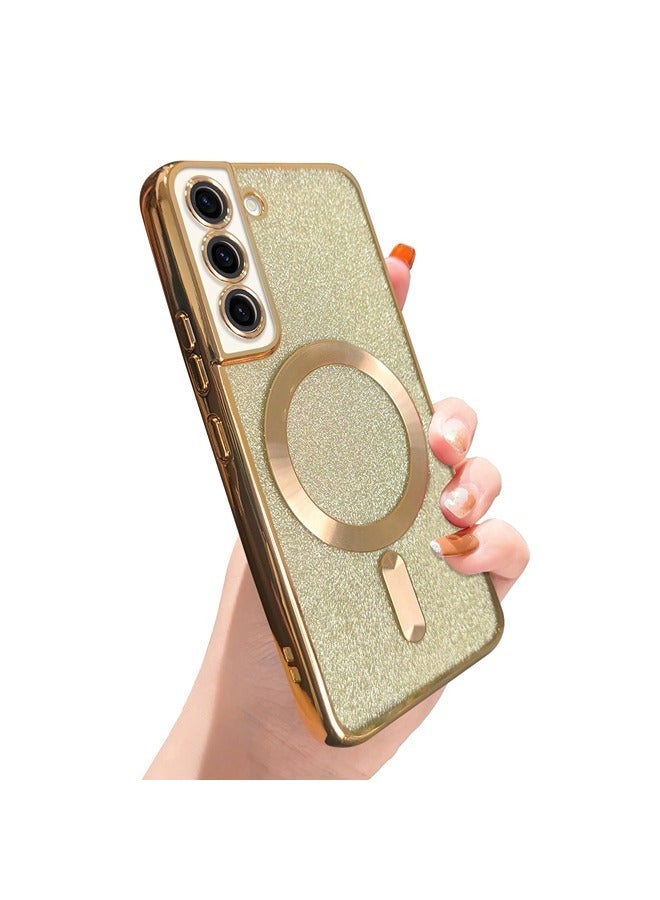 ShebSheb for Samsung Galaxy S22 Case Glitter, Clear Magnetic Phone Cases with Camera Lens Protector [Compatible with MagSafe] Bling Sparkle Plating Soft TPU Slim ShockProof Protective Cover - Image 3
