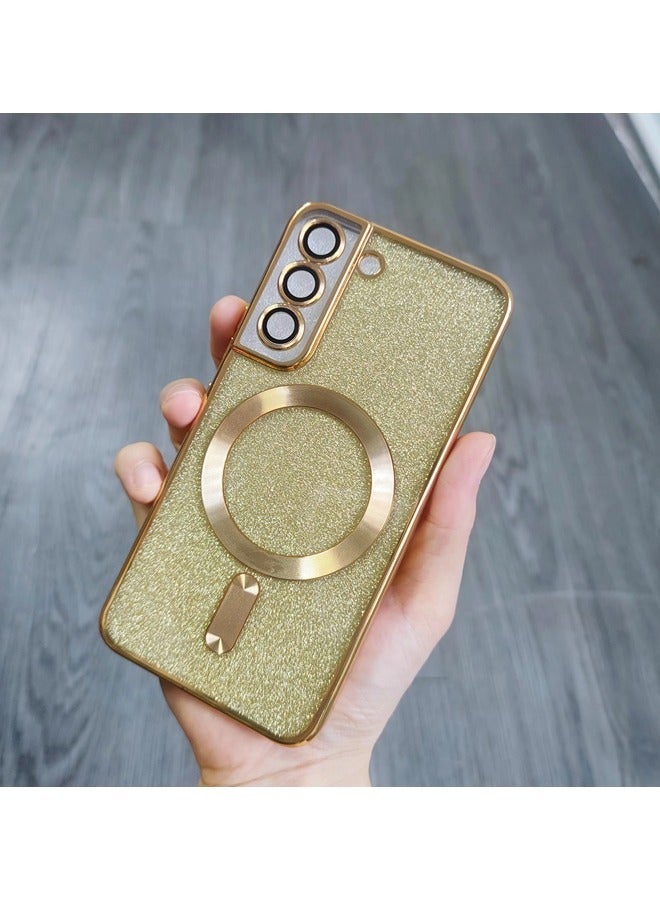 ShebSheb for Samsung Galaxy S22 Case Glitter, Clear Magnetic Phone Cases with Camera Lens Protector [Compatible with MagSafe] Bling Sparkle Plating Soft TPU Slim ShockProof Protective Cover - Image 4