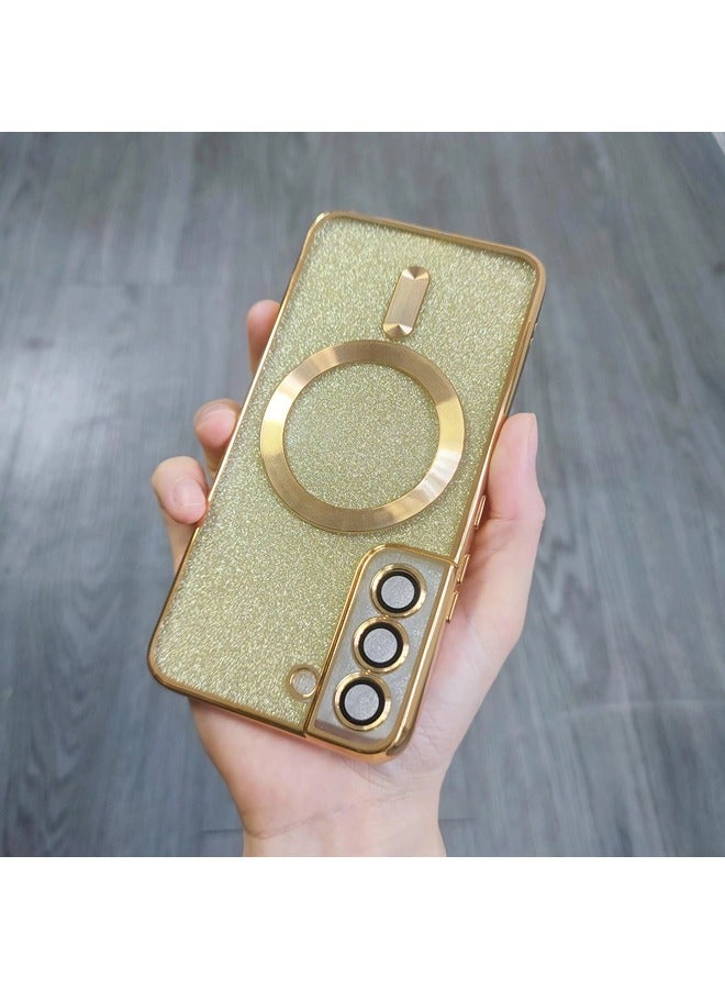 ShebSheb for Samsung Galaxy S22 Case Glitter, Clear Magnetic Phone Cases with Camera Lens Protector [Compatible with MagSafe] Bling Sparkle Plating Soft TPU Slim ShockProof Protective Cover - Image 5