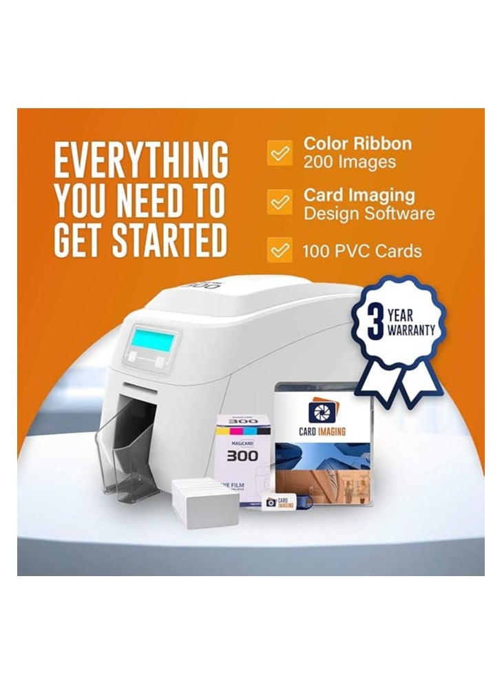 MAGiCARD 300 Dual Sided ID Card Printer & Supplies Bundle Badge Maker Machine (3300-0021) - Image 2