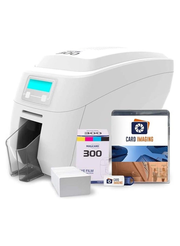 MAGiCARD 300 Dual Sided ID Card Printer & Supplies Bundle Badge Maker Machine (3300-0021) - Image 1
