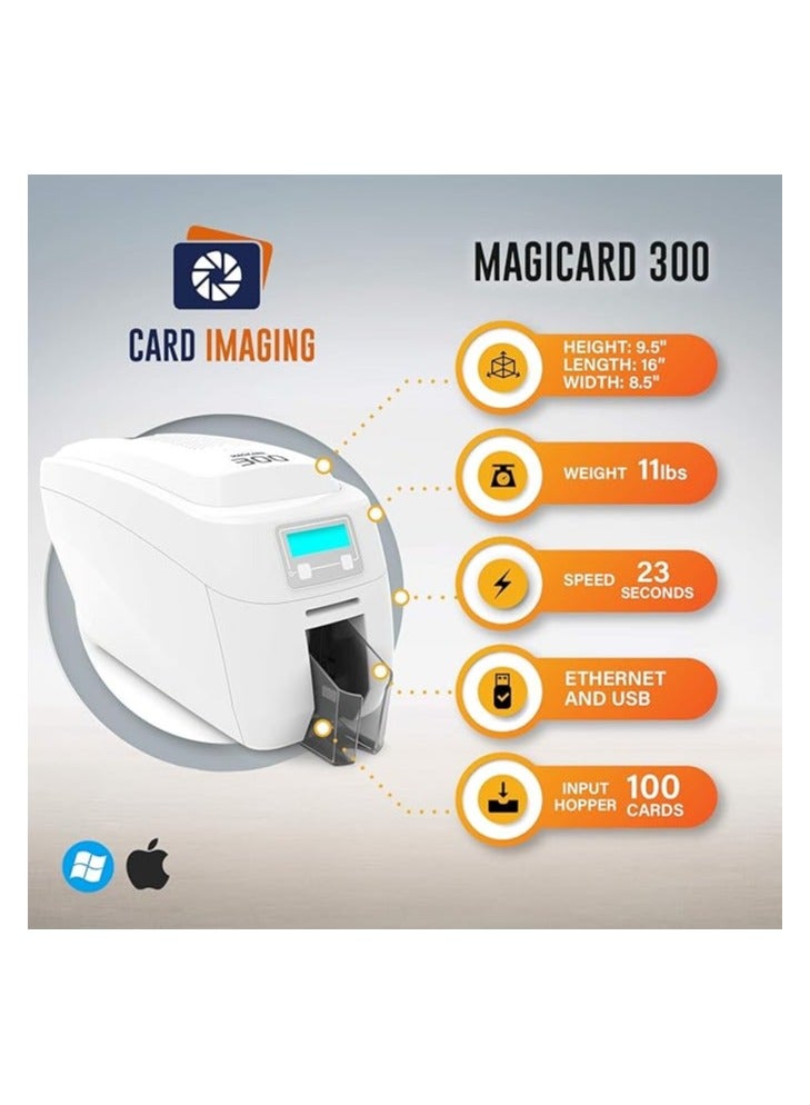 MAGiCARD 300 Dual Sided ID Card Printer & Supplies Bundle Badge Maker Machine (3300-0021) - Image 3