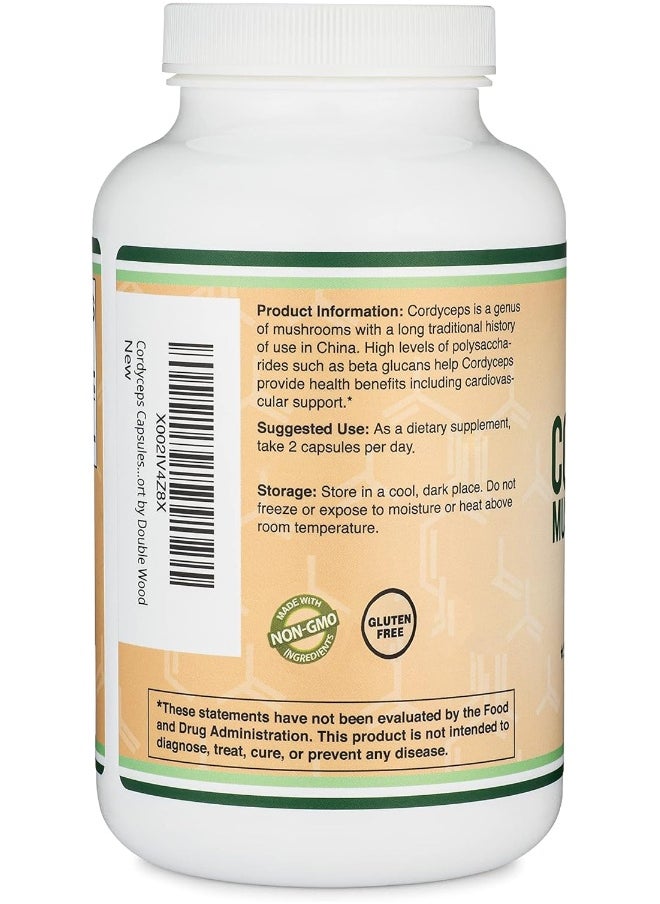 Cordyceps Capsules (Cordyceps Sinensis Mushroom Extract) 210 Count, 3.5 Month Supply, 1,000MG (7% Polysaccharides with Alpha and Beta Glucans) Overall and Aging Support by Double Wood