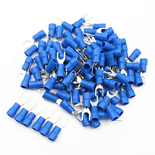 Rpi shop - Copper Fork Type Wire Lug, Battery Cable Ends, Furcate Fork Terminals Connectors, Insulated,Fit Cable Size:2.5 Sqmm (Color: Blue) pack of 100 Pcs - Image 4
