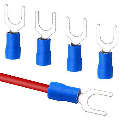 Rpi shop - Copper Fork Type Wire Lug, Battery Cable Ends, Furcate Fork Terminals Connectors, Insulated,Fit Cable Size:2.5 Sqmm (Color: Blue) pack of 100 Pcs - Image 3
