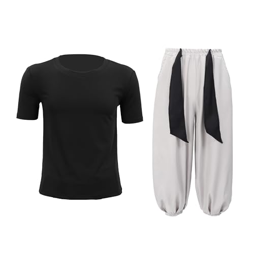 C-ZOFEK Men's US Size Anime Cosplay Costume Outfits Black Stretchy Top Baggy Pants (Medium) - Image 1
