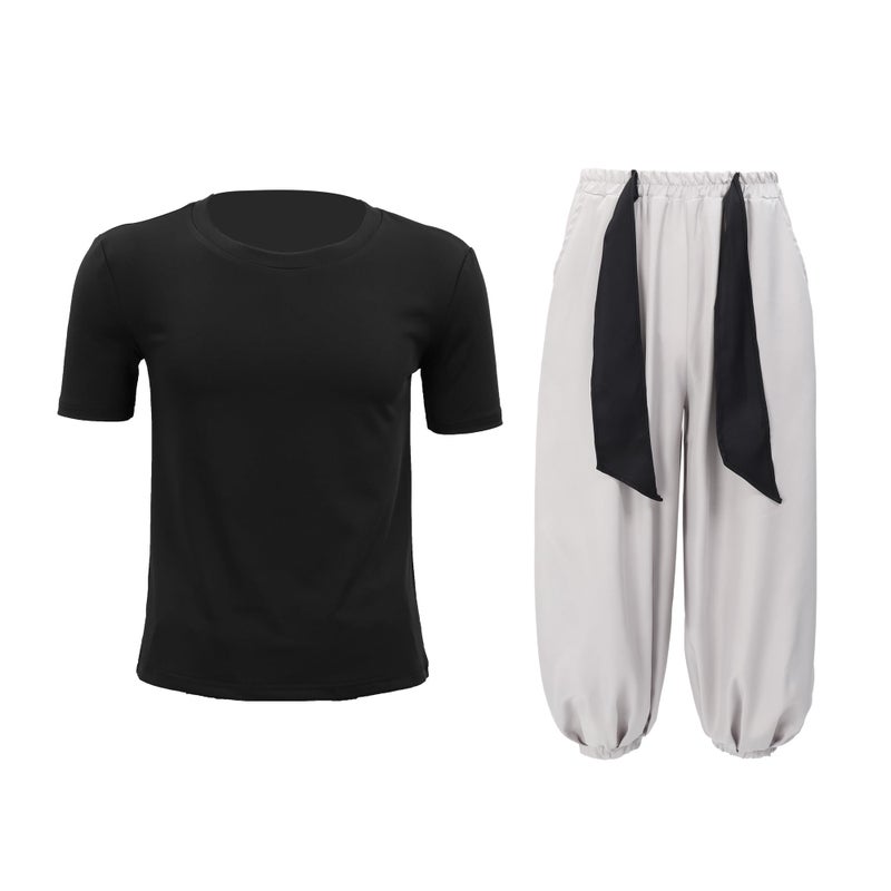 C-ZOFEK Men's US Size Anime Cosplay Costume Outfits Black Stretchy Top Baggy Pants (Medium) - Image 2