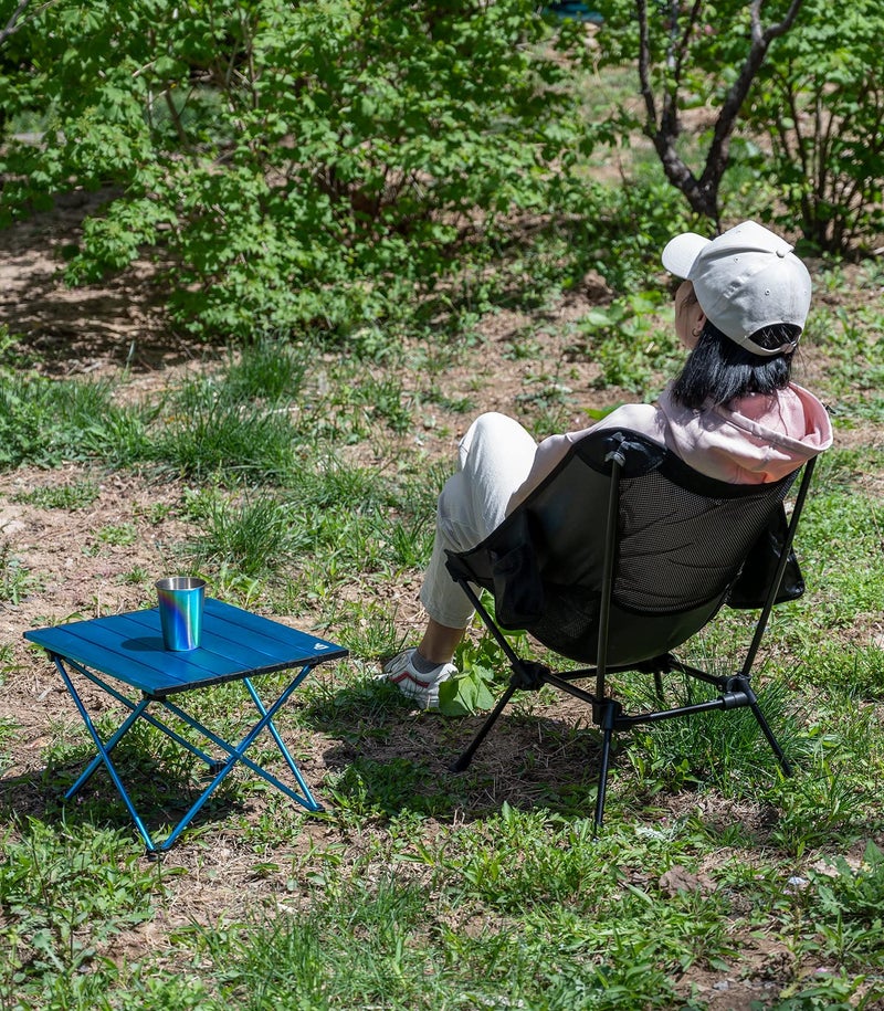 iClimb Ultralight Compact Camping Folding Beach Chair with Anti-Sinking Large Feet and Back Support Webbing (Black - Square Frame) - Image 4