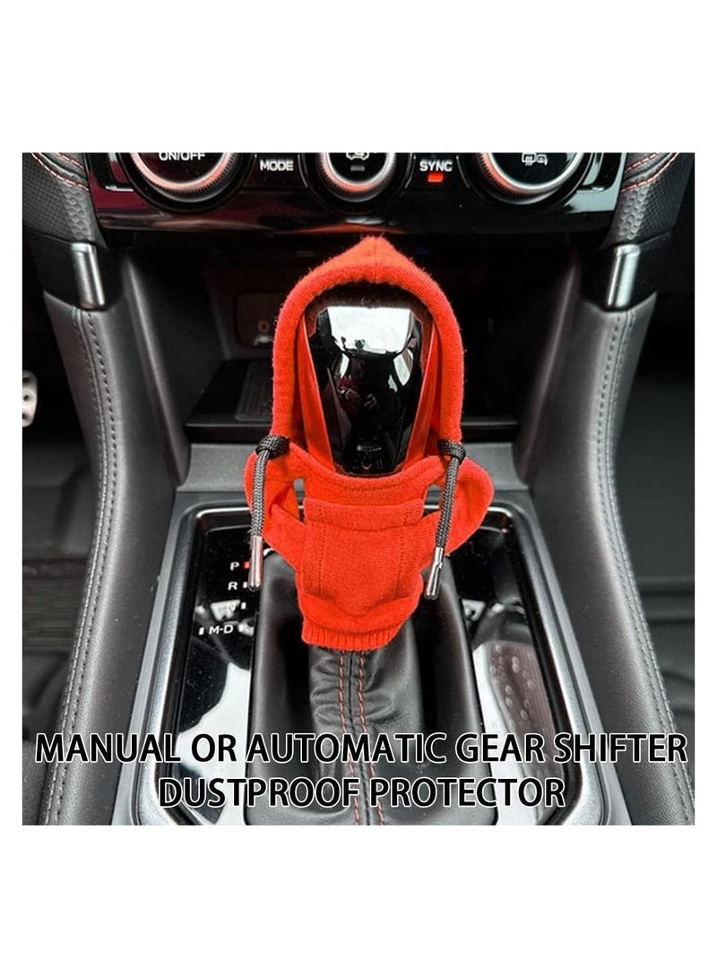 2 Pcs Car Gear Shift Knob Cover Universal Creative Shift Stick Hoodies Cover Dust Protection Car Shift Lever Hoodies Cover For Cars Trucks And SUVs Red And Black - Image 3