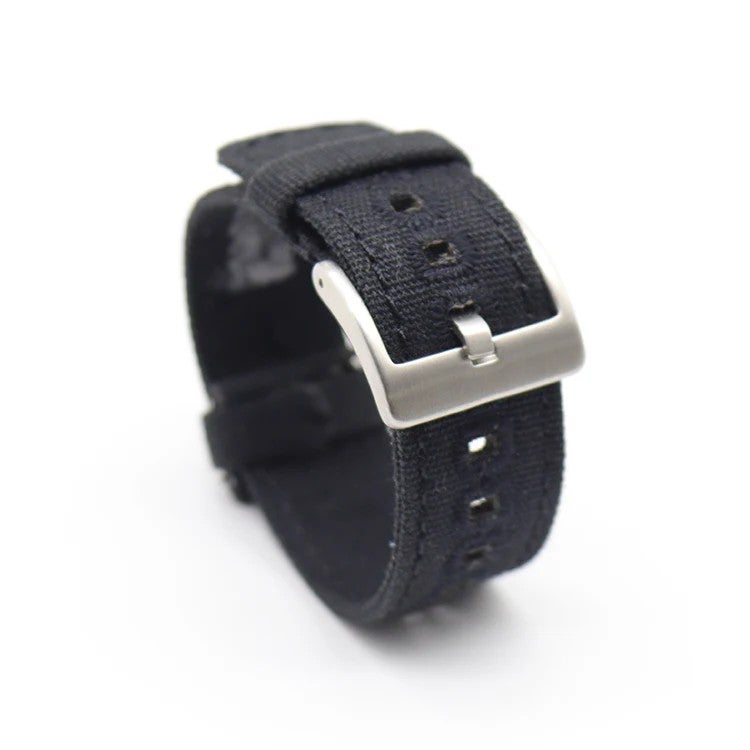 Bluejw 20mm Luxury Canvas Watch Band with 316L Stainless Steel Buckle – Fashion Fabric Replacement Strap for Men and Women, Sailcloth Style - Image 1