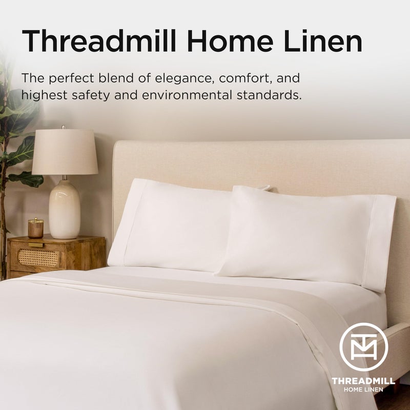 Threadmill King Size Pillow Cases 2 Piece Set | 1200 Thread Count 100% Supima Cotton Pillow Covers, Luxury Smooth Solid Sateen | Hotel White - Image 4