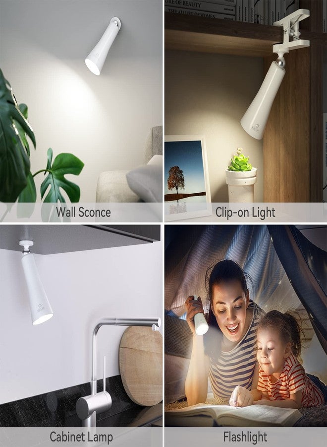 KDD LED Wall Mounted Reading Lights - 3 in 1 Cordless Bedside Lamps with USB Charging Port - Magnetic Headboard Clip on Book Light Wall Sconce with 3 Brightness Levels for Home Office Bedroom - Image 3