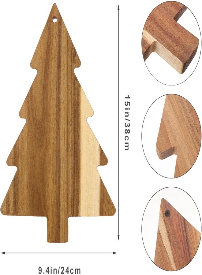 CARMELIT Wooden Christmas Tree Charcuterie Board Xmas Cutting Board Fruit Tray Holiday Cheese Board Xmas Tree Sushi Serving Tray Dessert Candy Dish - Image 2