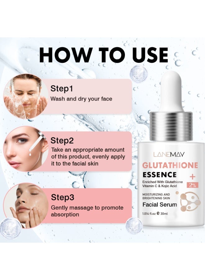 LANEMAY Glutathione Essence Face Serum Moisturizing Brightening Skin, Reduces Fine Lines & Wrinkles, Dark Spot Remover Face Serum,  Repairs Skin for Day and Night Use - Image 5