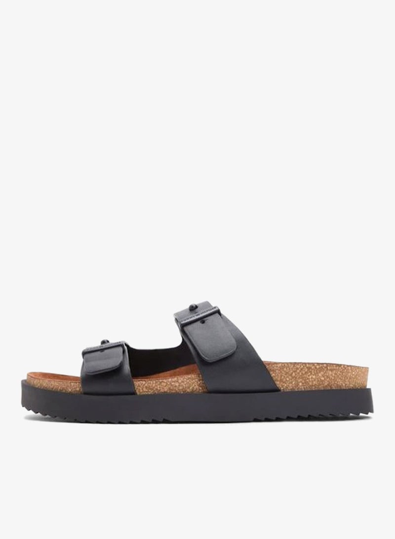 TOMMY HILFIGER Pin Buckle Cork Midsole Leather Sandals - Image 2