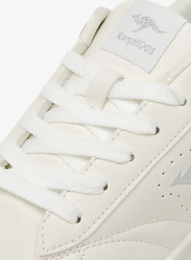 kangaROOS WHITE Women's Logo Detail Sneakers With Lace-Up Closure for Women | Best Price UAE