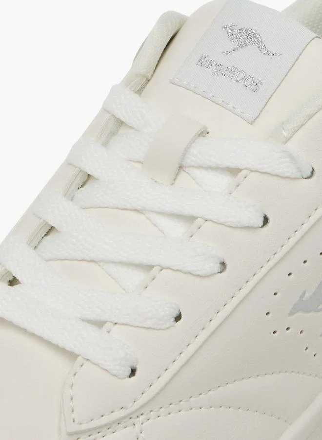 Kangaroos WHITE Women's Logo Detail Sneakers With Lace-Up Closure for Women | Best Price UAE