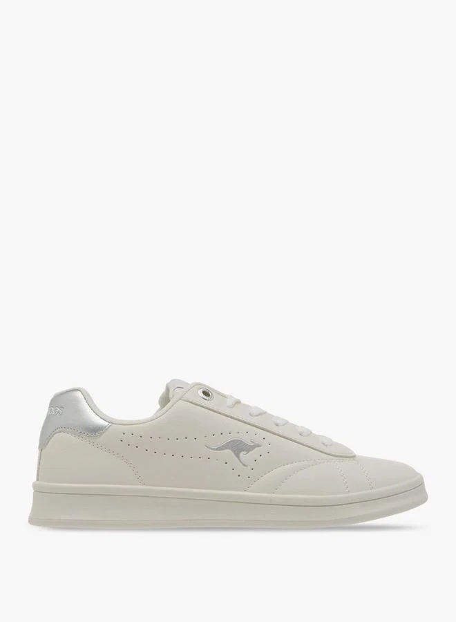 Kangaroos WHITE Women's Logo Detail Sneakers With Lace-Up Closure for Women | Best Price UAE