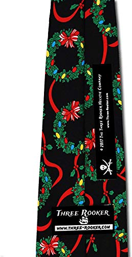 Three Rooker Christmas Wreath Neck Ties Mens Holiday Necktie - Image 4