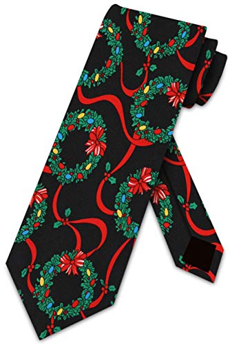 Three Rooker Christmas Wreath Neck Ties Mens Holiday Necktie - Image 1