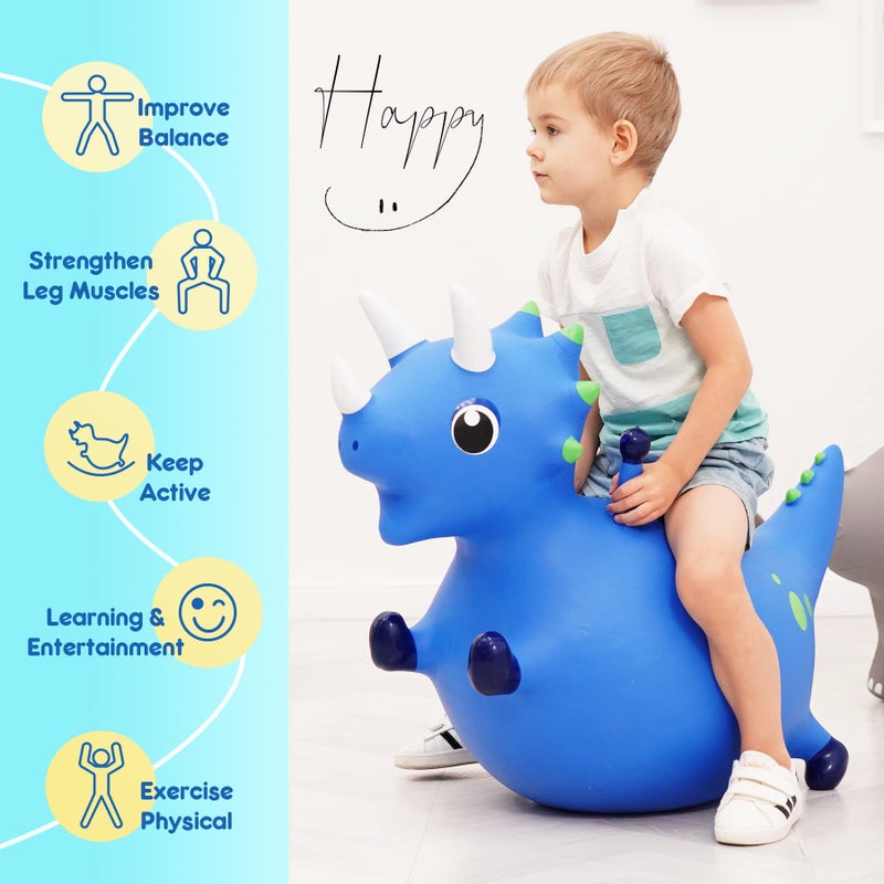 ZOOJOY Bouncy Dinosaur Hopper, Inflatable Dino Bouncing Animal for Toddlers, Indoor Outdoor Ride On Bouncing Horse W/Pump, Hopping Toys Gift for 4 5 6 7 8 Year Old Boy Girl - Image 4