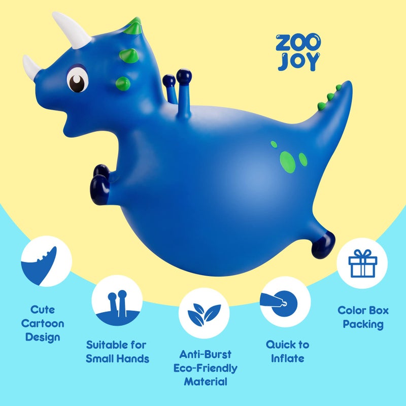 ZOOJOY Bouncy Dinosaur Hopper, Inflatable Dino Bouncing Animal for Toddlers, Indoor Outdoor Ride On Bouncing Horse W/Pump, Hopping Toys Gift for 4 5 6 7 8 Year Old Boy Girl - Image 3