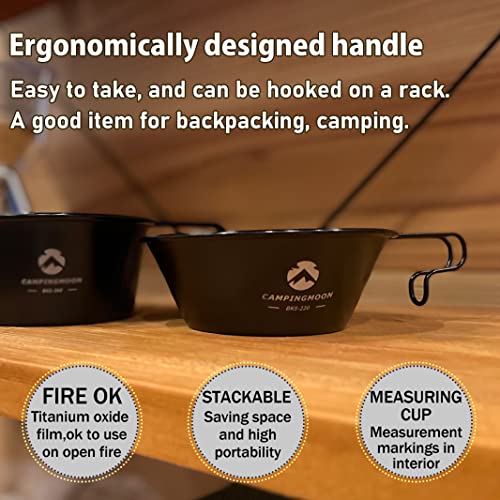 camping moon CAMPINGMOON 2pcs Set Stainless Steel Camping Sierra Cup 10oz, 310ml Black BKS-220-2P - Image 4