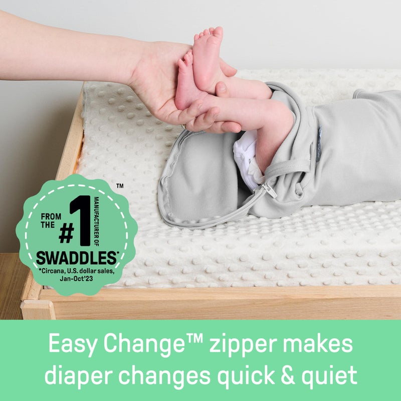 SwaddleMe by Ingenuity Easy Change Baby Swaddle in Size Small/Medium, 0-3 Months, 7-14 Pounds, 3-Pack with Easy Change Zipper - Snow Leopard - Image 2