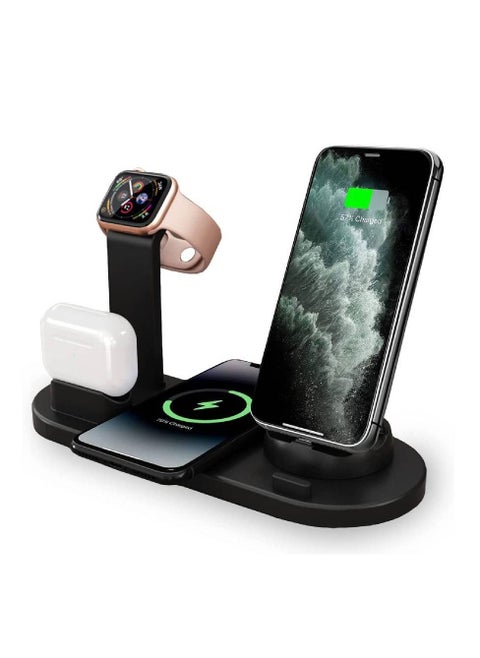 Wireless Charger, 10W Max Fast 6 in 1 Multi-Function Wireless Charger Stand, Wireless Charging Station Dock for Apple Watch, Air Pods Pro/2, iPhone 13/12/11/Samsung/Huawei