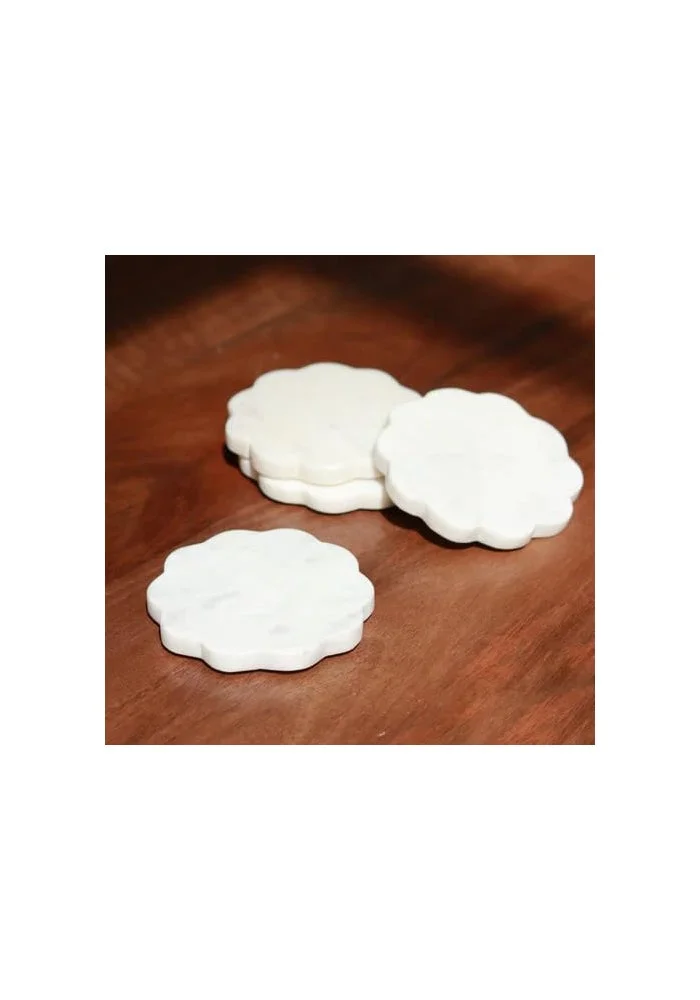 Muun Home Muun Home Scallop Coasters Set of 4 - White Marble