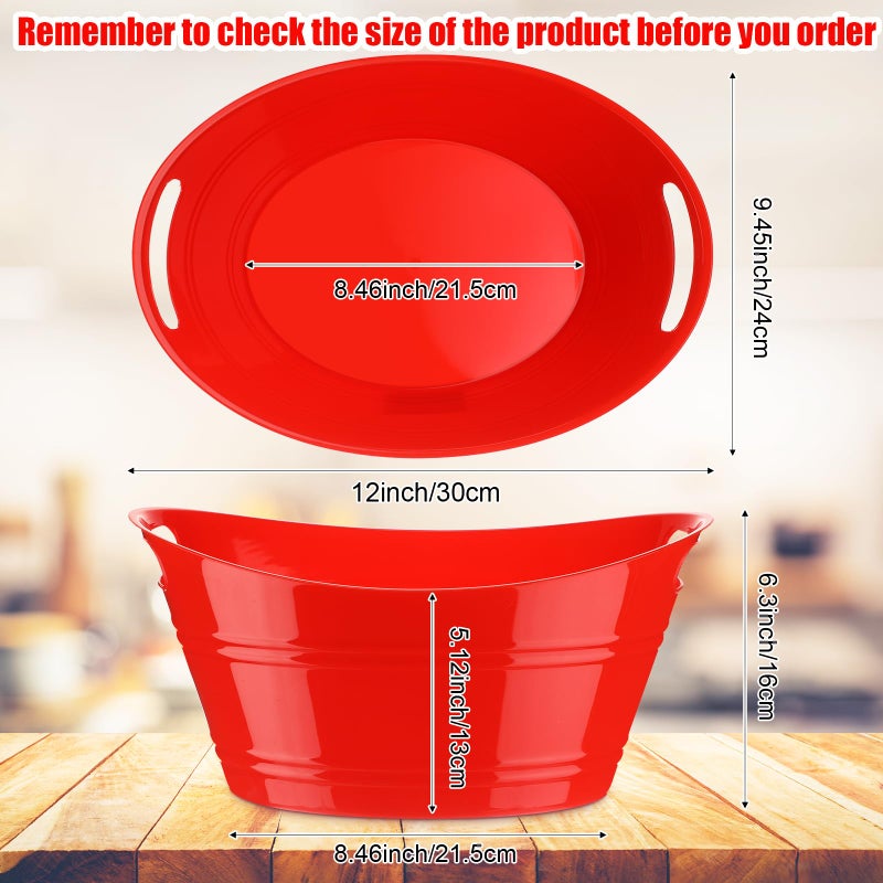 Patelai 6 Pcs Ice Buckets Bulk, Plastic Ice Buckets with Handles, Oval Storage Tub, Large Capacity Drink Tub for Party Bar Wine Beer Champagne Beverage Bottle Cooler(4.5 Liter,Multicolor) - Image 2