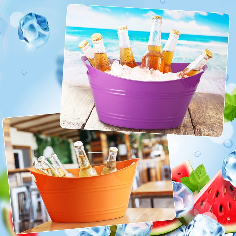 Patelai 6 Pcs Ice Buckets Bulk, Plastic Ice Buckets with Handles, Oval Storage Tub, Large Capacity Drink Tub for Party Bar Wine Beer Champagne Beverage Bottle Cooler(4.5 Liter,Multicolor) - Image 4