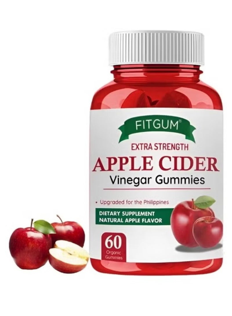 FIT GUM Fitgum Apple Cider Vinegar Gummies – Extra Strength with Beetroot, Pomegranate & Vitamins – 60 Gummies - Image 1