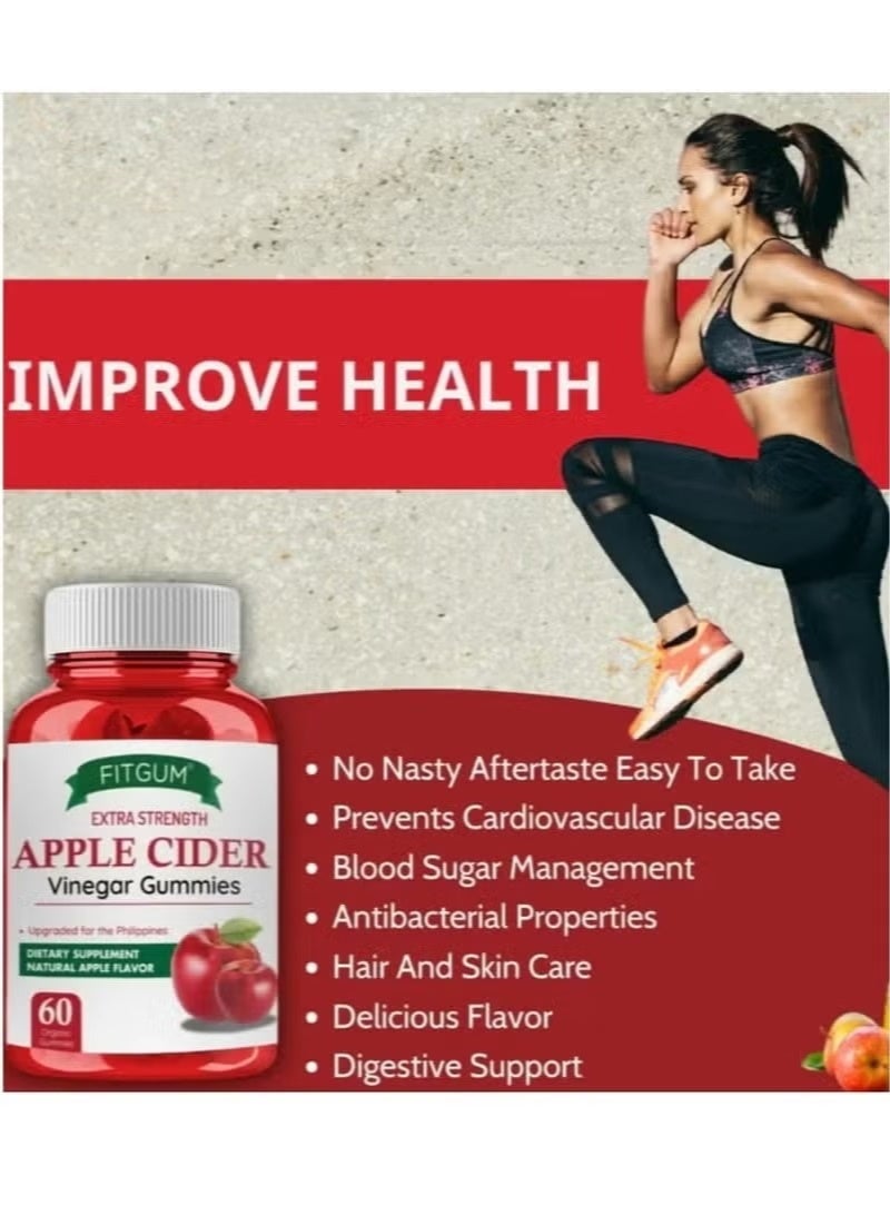 FIT GUM Fitgum Apple Cider Vinegar Gummies – Extra Strength with Beetroot, Pomegranate & Vitamins – 60 Gummies - Image 3