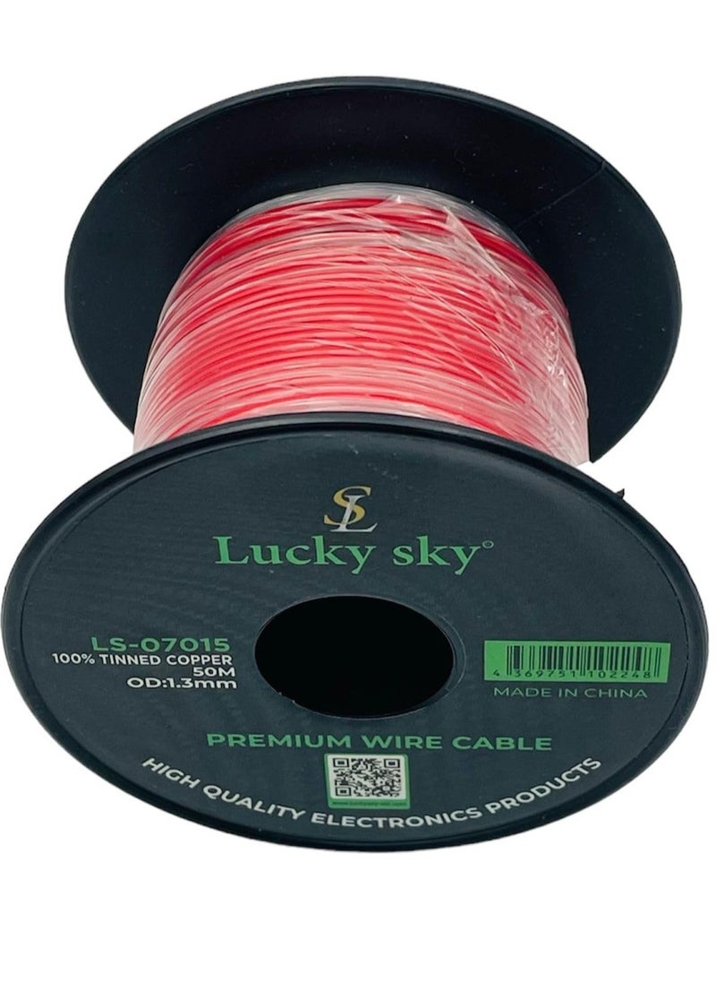 Lucky Sky Hook Up Wire 26awg Wire Flexible Silicone Tinned Copper UL1007 Silicone Rubber Insulated Red Color 50M 164ft OD:-1.3mm Stranded Hook up Wire. (RED)  - Image 2