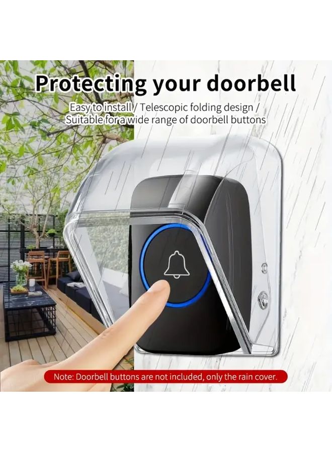 Transparent Waterproof Doorbell Cover Telescopic Foldable Design Rainproof Splashproof Compatible With Most Wireless Doorbells - Image 2