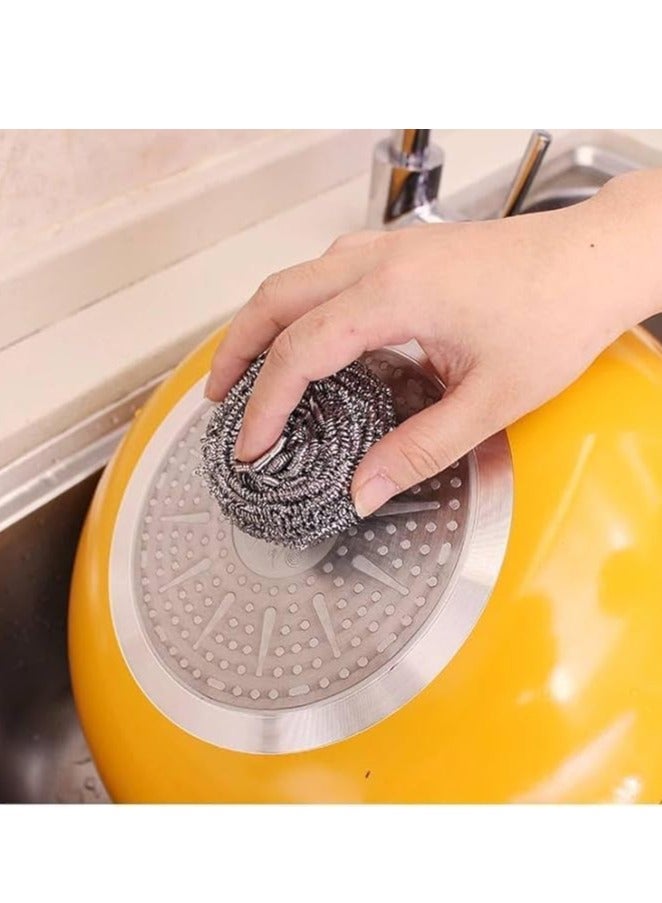 Spaceshoop Set of 4 Pieces 2 Pieces Ball Stainless Steel Wool And 2 Pieces Wool Kitchen Tool For Pot Pan Dish, Multicolor - Image 2