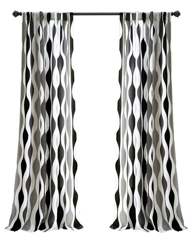 Lush Decor Mid Century Geo Light Filtering Window Curtain Panel Pair, 52" W x 84" L, - Image 1