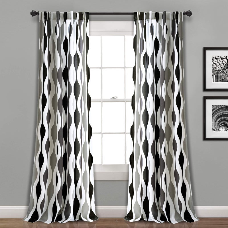 Lush Decor Mid Century Geo Light Filtering Window Curtain Panel Pair, 52" W x 84" L, - Image 2