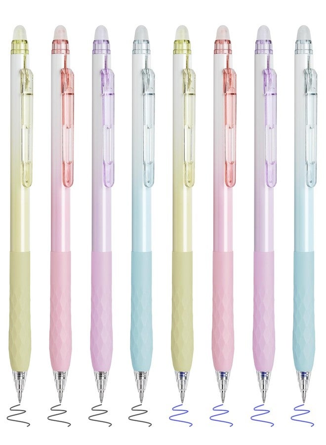 BAYTORY 8Pcs Fine Point Erasable Gel Pens, 0.5mm Retractable Black and Blue Ink Pen, Smooth Writhing Comfortable to Use for Taking Marking Planner Crossword Puzzles (Multicolor) - Image 1