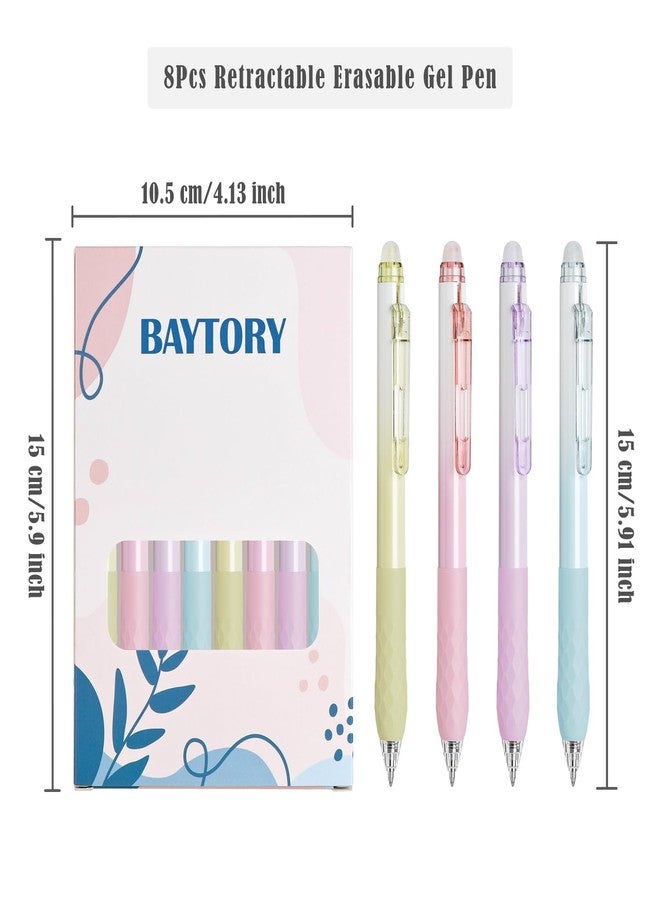 BAYTORY 8Pcs Fine Point Erasable Gel Pens, 0.5mm Retractable Black and Blue Ink Pen, Smooth Writhing Comfortable to Use for Taking Marking Planner Crossword Puzzles (Multicolor) - Image 2