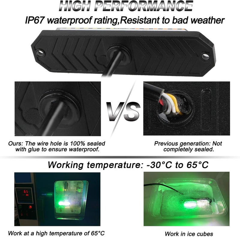 ASPL 8pcs Ultra Slim 12-LED Surface Mount Flashing Strobe Lights - Green/White - Image 3