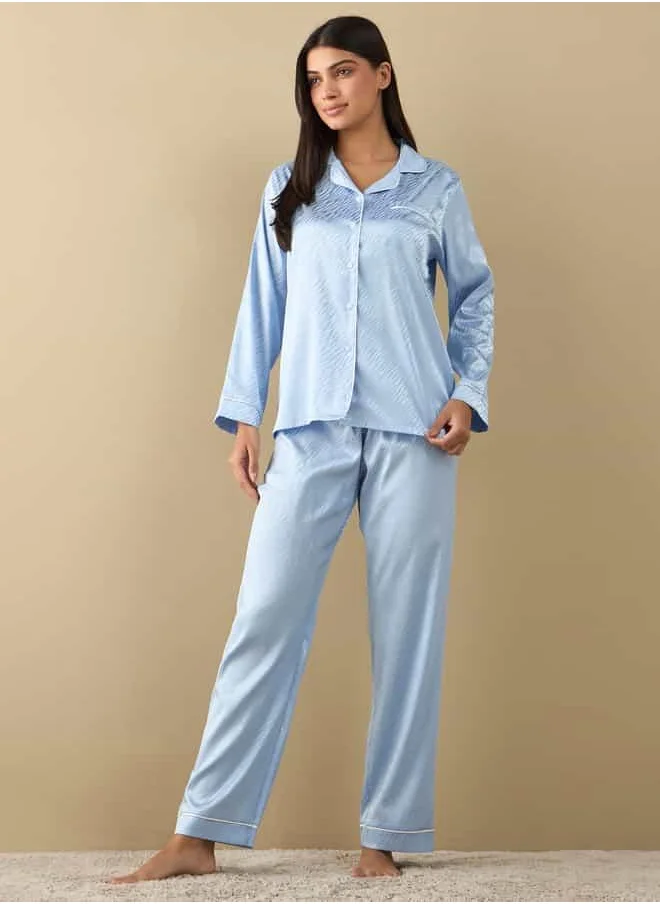 فاف All-Over Animal Print Long Sleeve Shirt and Elastciated Pyjama Set
