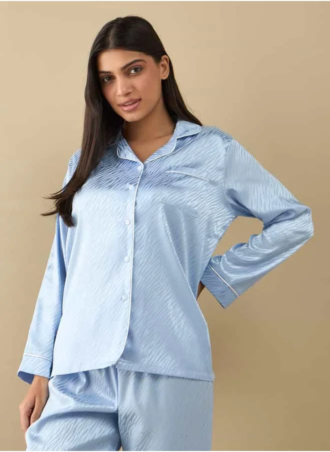 فاف All-Over Animal Print Long Sleeve Shirt and Elastciated Pyjama Set