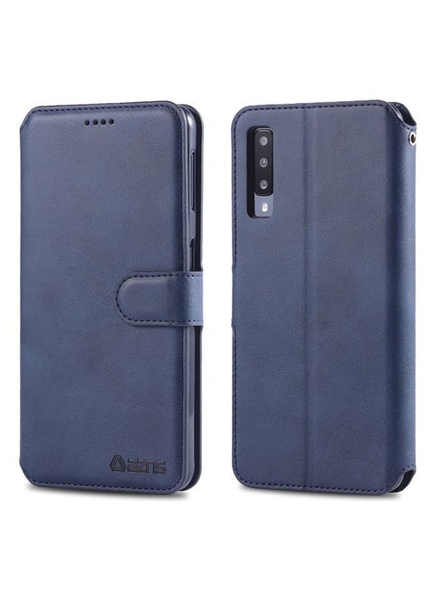 Case Cover For Galaxy A70 / A7 2019 AZNS Calf Texture Magnetic Horizontal Flip PU Leather Case with Holder & Card Slots & Photo Frame Blue