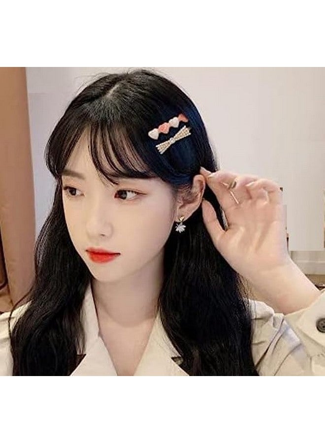 SUN Ring SUNRING Korean Fashion Style Pearl Rhinestone Metal Hair Clips Hair Pin Stylish Hair Accessories Jewellery For Women's And Girls, (Multicolour) (Pack of 12, Multicolor) - Image 5