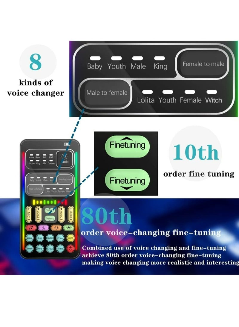 Portable Voice Changer, 2rd Generation i9 Live Sound Card, Cool Lights Sound Board - Voice Disguiser/Modulator for PS4/PS5/Xbox One/PC/Phone/Laptops with Adjustable Voice Functions - Image 4