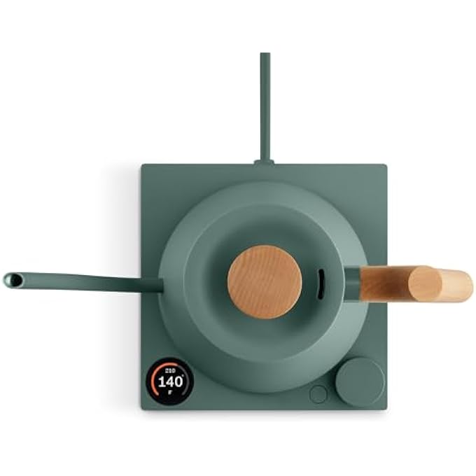 FELLOW Stagg Ekg Electric Gooseneck Kettle  PourOver Coffee And Tea Pot Stainless Steel Quick Heating Smoke Green With Maple Wood Handle 09 Liter - Image 2