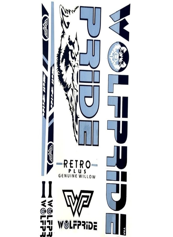 WOLF PRIDE Vinyl Cricket Bat Sticker (Retro Plus Cricket Bat Sticker, White)